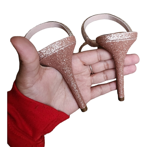 ❤️Madden Girl Pink Rose Gold Glitter Rhinestone Heels☆ - Picture 5 of 5